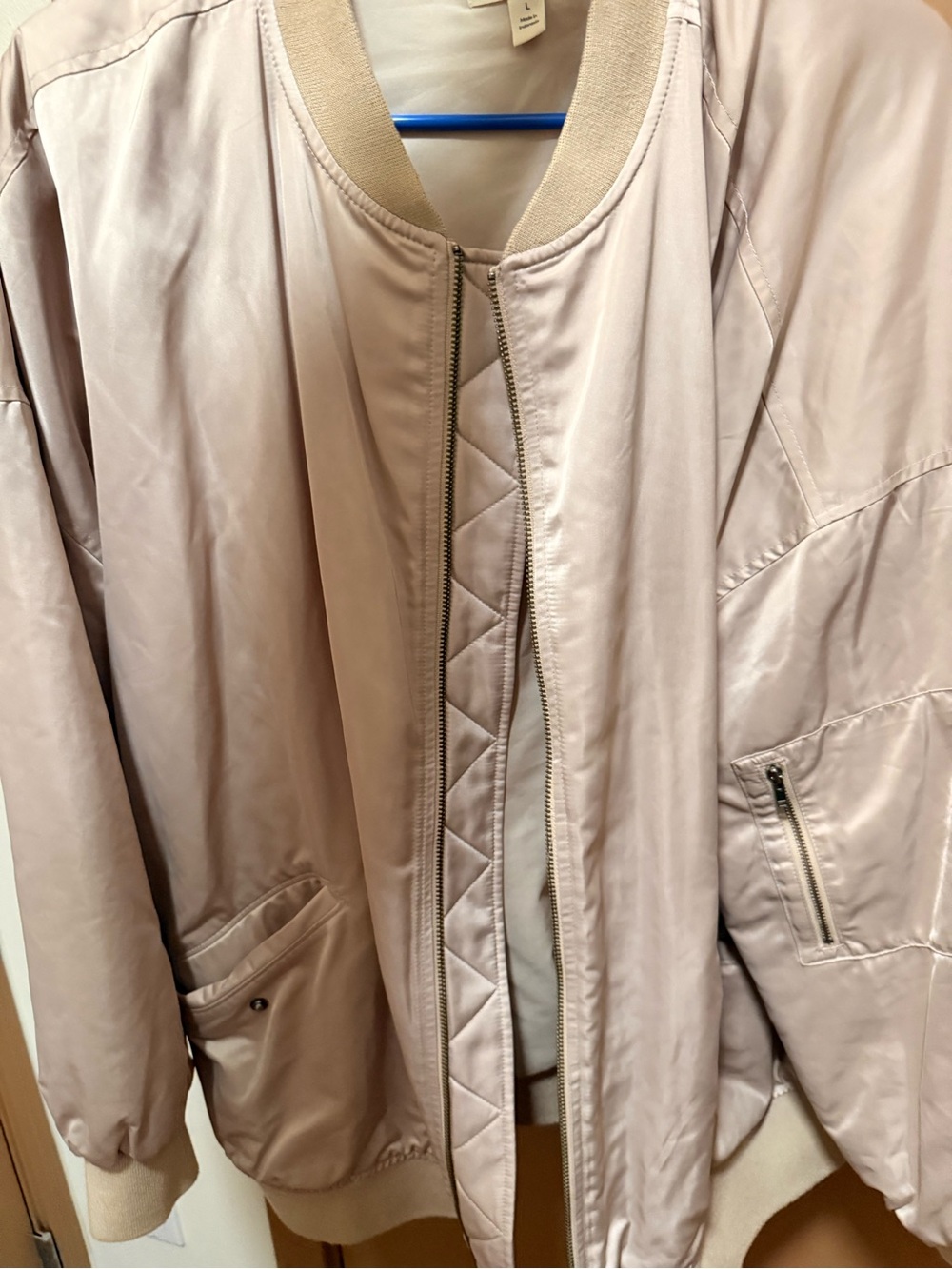 Women's Cream, oversized Bomber Jacket - Lightweight Casual Layer